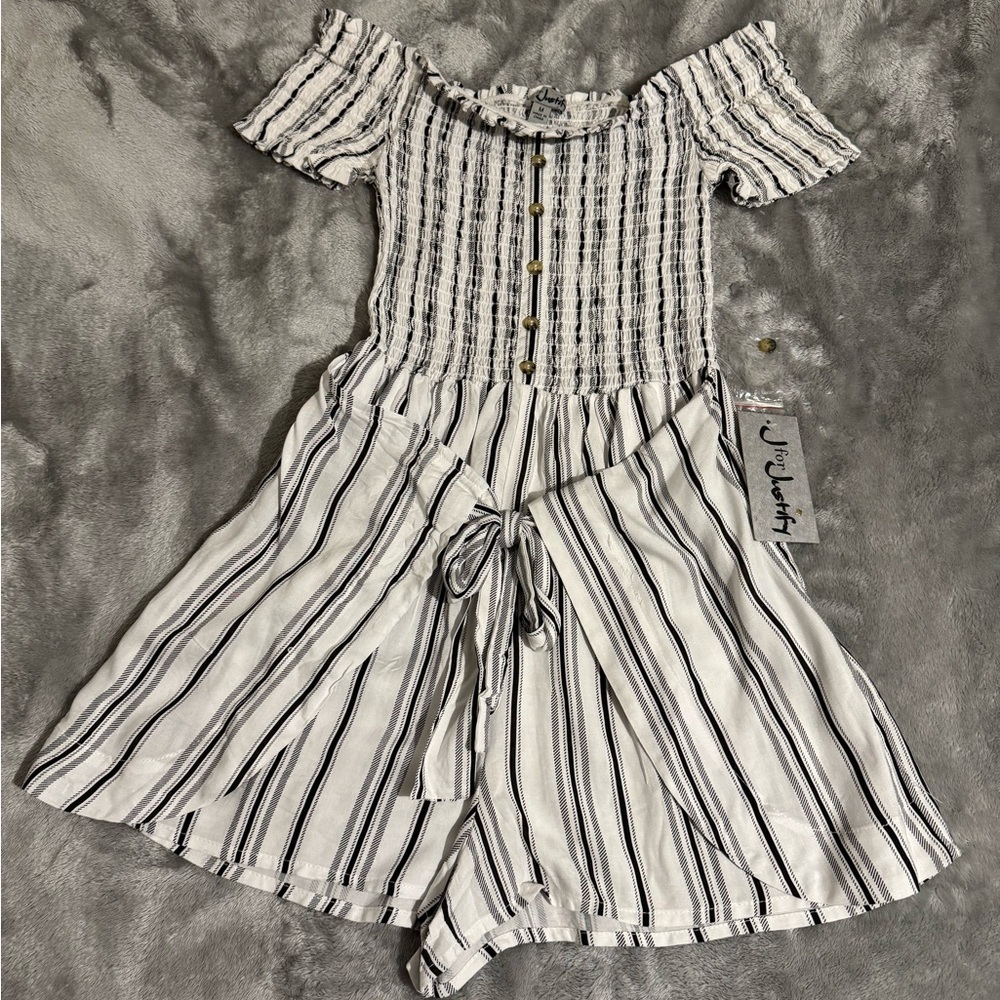 J for Justify Black and White Striped kids Romper